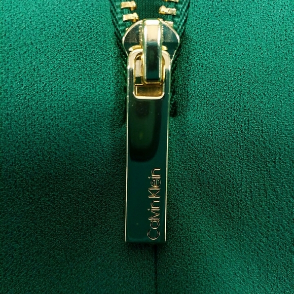 Calvin Klein Green Flounce Midi Sheath Dress Womens Size 4 - Picture 8 of 14